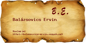 Balázsovics Ervin névjegykártya