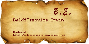 Balázsovics Ervin névjegykártya