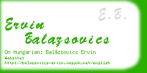 ervin balazsovics business card